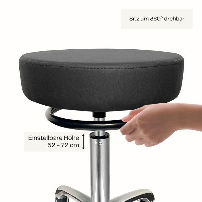 Rollhocker schwarz mit Aluminiumfu 