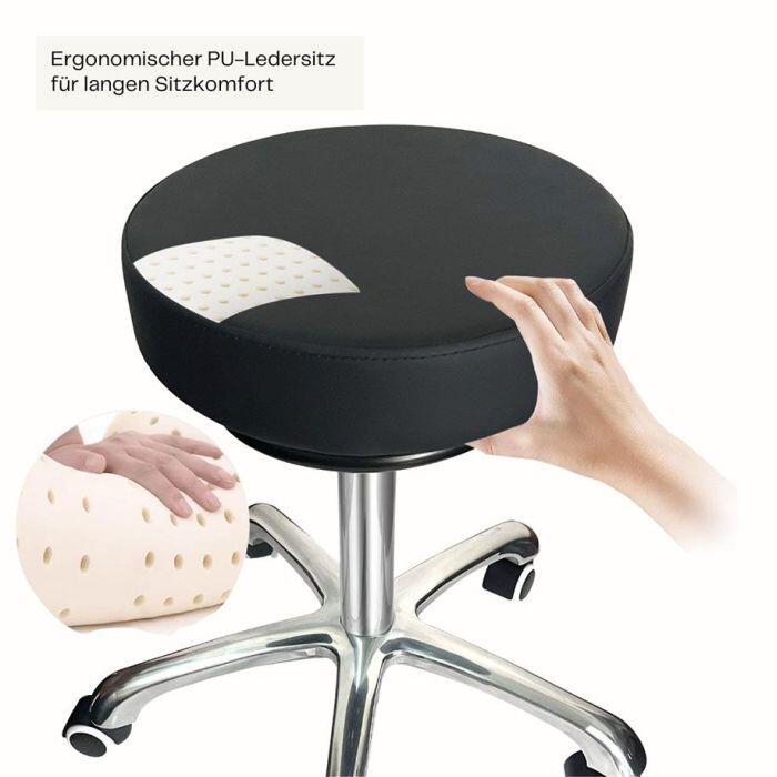 Rollhocker schwarz mit Aluminiumfu 