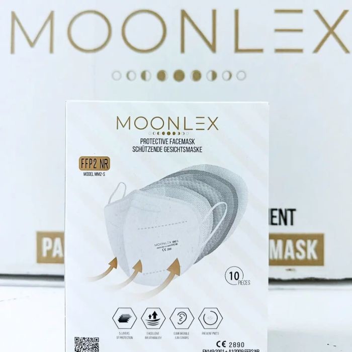 MOONLEX FFP2 Maske 5-lagig,  einzeln foliert, WEISS   (10 Stck) 