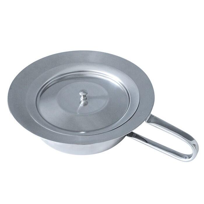 Stechbecken mit Hohlgriff und Deckel