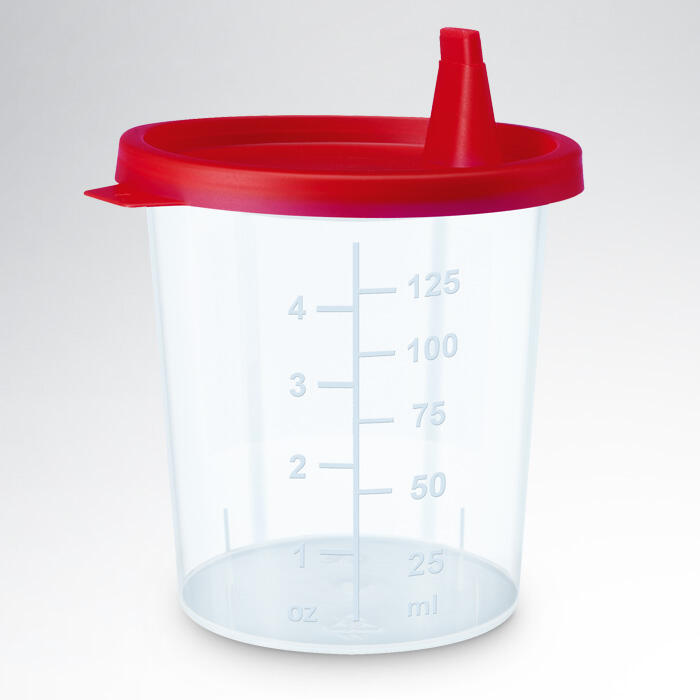 Urinbecher mit Schnappdeckel rot
