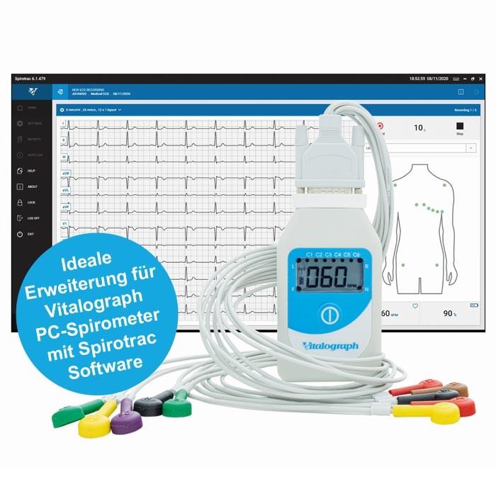 Vitalograph BT12 Ruhe-EKG mit Bluetooth und Spirotrac 6 Software 