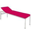 Untersuchungsliege Edelstahl chrom Bezug FUCHSIA
